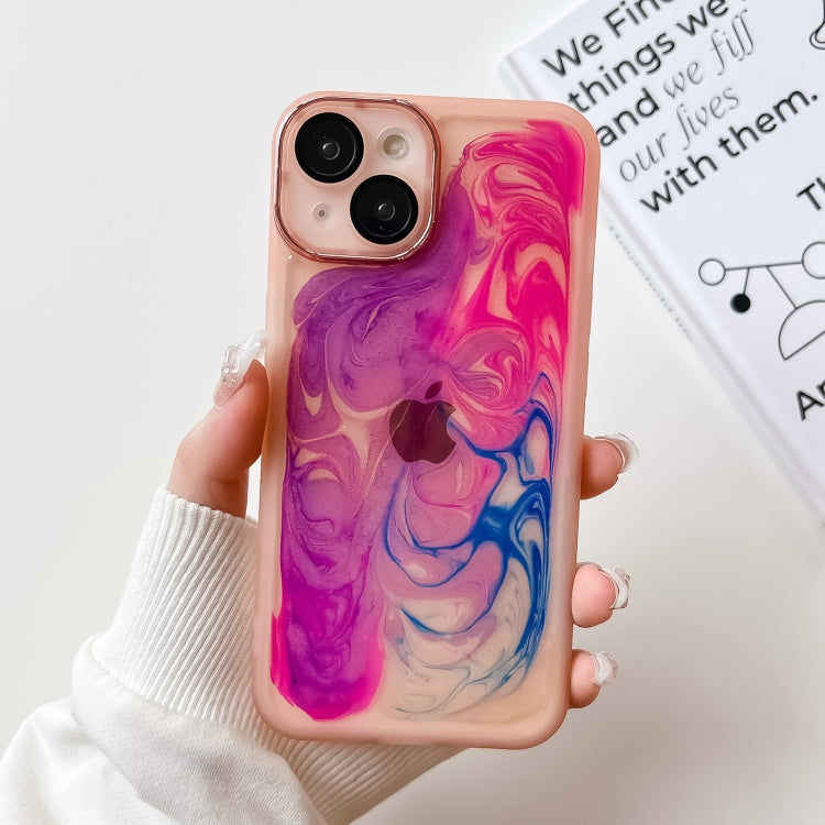 For iPhone 14 Oil Painting Electroplating TPU Phone Case(Pink) - iPhone 14 Cases by PMC Jewellery | Online Shopping South Africa | PMC Jewellery