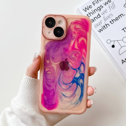 For iPhone 14 Oil Painting Electroplating TPU Phone Case(Pink) - iPhone 14 Cases by PMC Jewellery | Online Shopping South Africa | PMC Jewellery