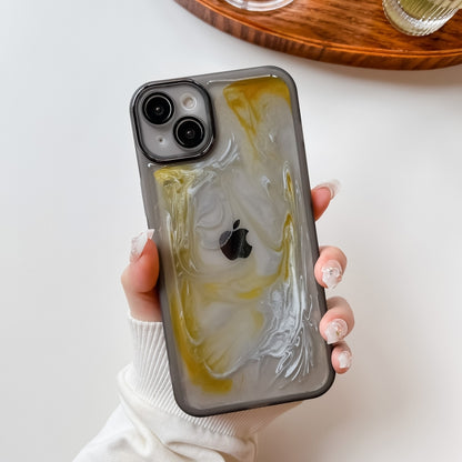 For iPhone 14 Plus Oil Painting Electroplating TPU Phone Case(Grey) - iPhone 14 Plus Cases by PMC Jewellery | Online Shopping South Africa | PMC Jewellery