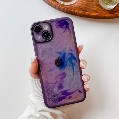 For iPhone 14 Plus Oil Painting Electroplating TPU Phone Case(Purple) - iPhone 14 Plus Cases by PMC Jewellery | Online Shopping South Africa | PMC Jewellery