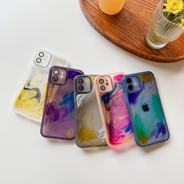 For iPhone 12 Oil Painting Electroplating TPU Phone Case(Pink) - iPhone 12 / 12 Pro Cases by PMC Jewellery | Online Shopping South Africa | PMC Jewellery