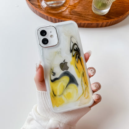 For iPhone 12 Oil Painting Electroplating TPU Phone Case(White) - iPhone 12 / 12 Pro Cases by PMC Jewellery | Online Shopping South Africa | PMC Jewellery