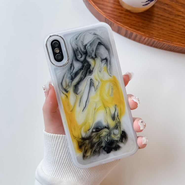 For iPhone X / XS Oil Painting Electroplating TPU Phone Case(White) - More iPhone Cases by PMC Jewellery | Online Shopping South Africa | PMC Jewellery