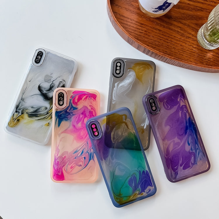 For iPhone XS Max Oil Painting Electroplating TPU Phone Case(Purple) - More iPhone Cases by PMC Jewellery | Online Shopping South Africa | PMC Jewellery