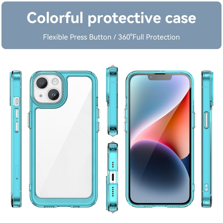 For iPhone 15 Plus Colorful Series Acrylic + TPU Phone Case(Transparent Blue) - iPhone 15 Plus Cases by PMC Jewellery | Online Shopping South Africa | PMC Jewellery