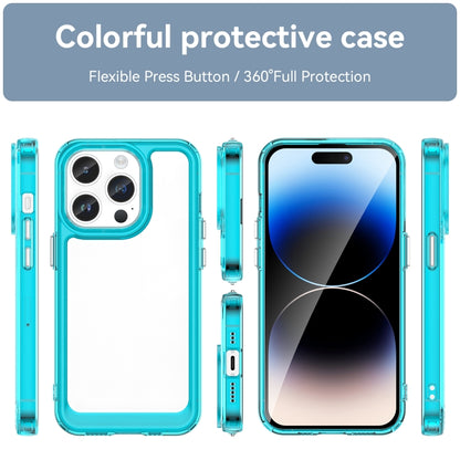 For iPhone 15 Pro Colorful Series Acrylic + TPU Phone Case(Transparent Blue) - iPhone 15 Pro Cases by PMC Jewellery | Online Shopping South Africa | PMC Jewellery