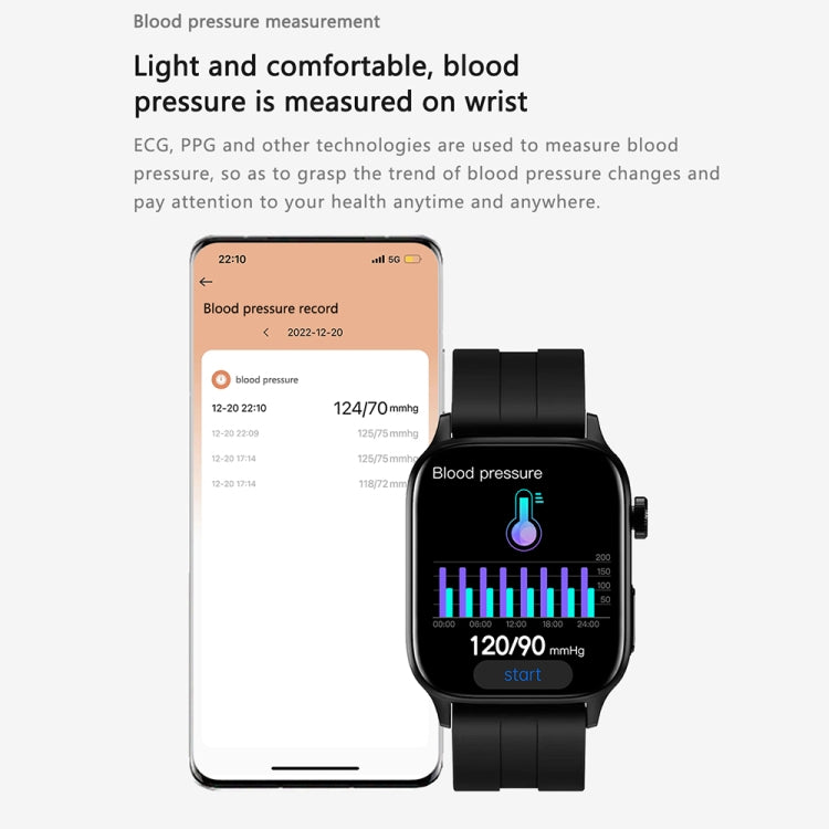 GT22 1.85 inch TFT Screen Leather Band Health Smart Watch, Support Bluetooth Call / Plateau Blood Oxygen / Body Temperature / Arrhythmia / TI Heart Rate Monitoring(Black) -  by PMC Jewellery | Online Shopping South Africa | PMC Jewellery