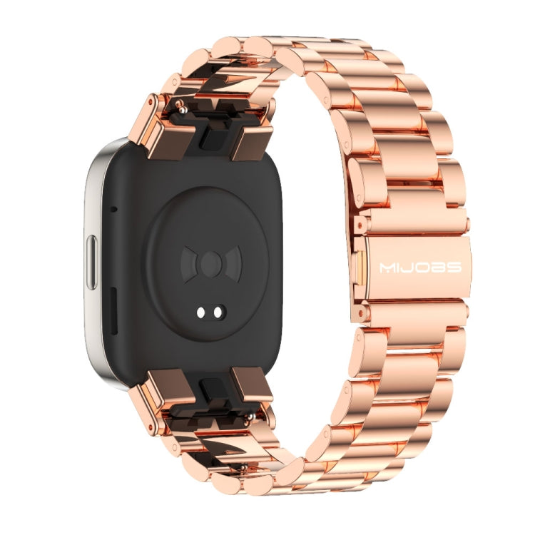 For Redmi Watch 3 Mijobs Three-Bead Metal Stainless Steel Watch Band(Rose Gold) -  by MIJOBS | Online Shopping South Africa | PMC Jewellery