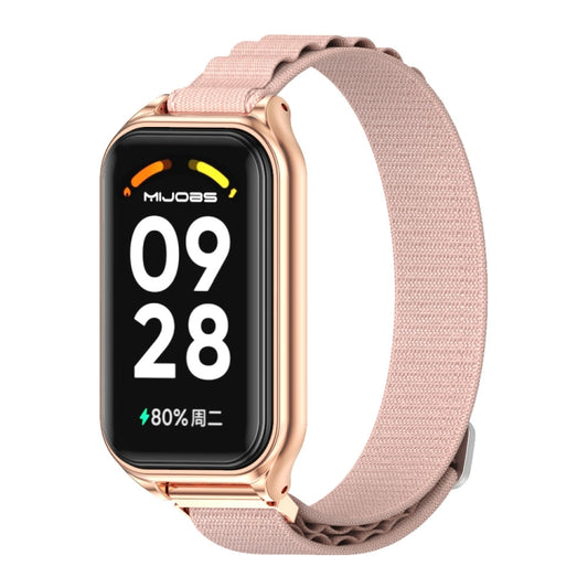 For Redmi Band 2 Mijobs Metal Shell Nylon Breathable Watch Band(Pink Rose Gold) -  by MIJOBS | Online Shopping South Africa | PMC Jewellery