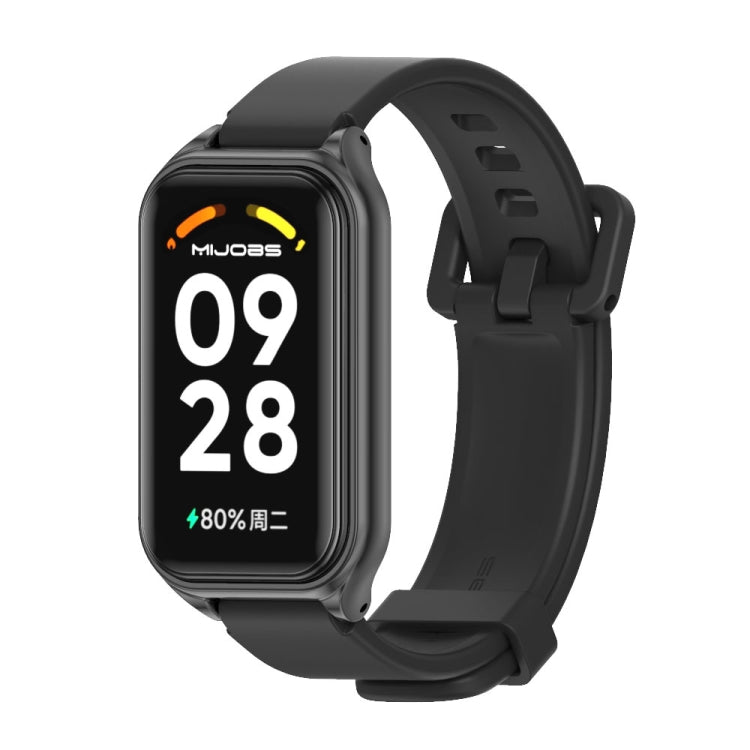 For Redmi Band 2 Mijobs Metal Shell Silicone Watch Band(Black) - Watch Bands by MIJOBS | Online Shopping South Africa | PMC Jewellery | Buy Now Pay Later Mobicred