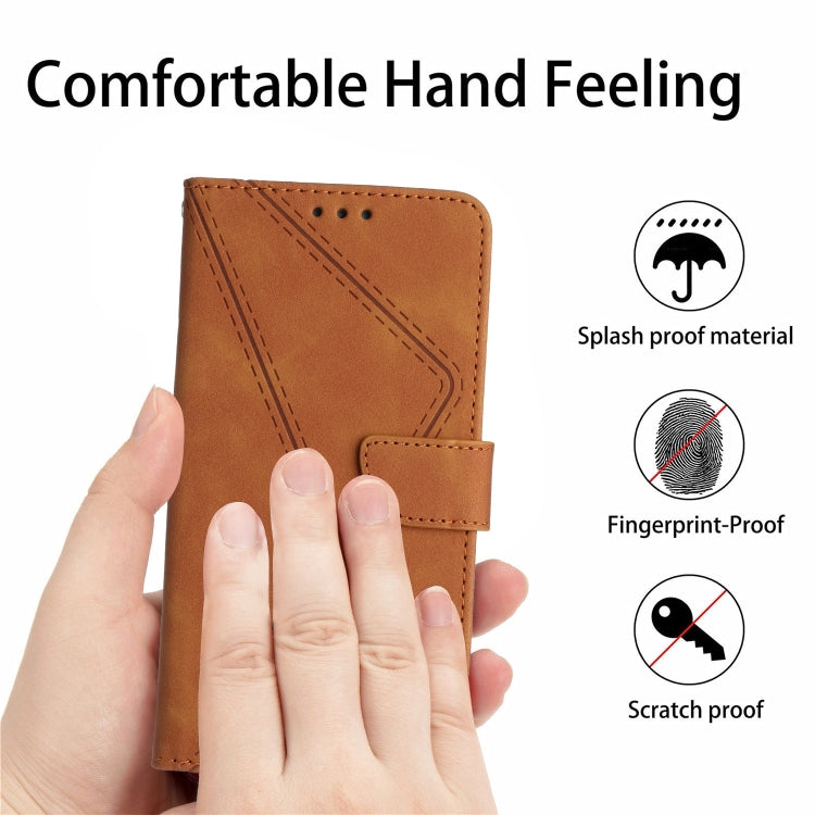 For iPhone 12 / 12 Pro Stitching Embossed Leather Phone Case(Brown) - iPhone 12 / 12 Pro Cases by PMC Jewellery | Online Shopping South Africa | PMC Jewellery