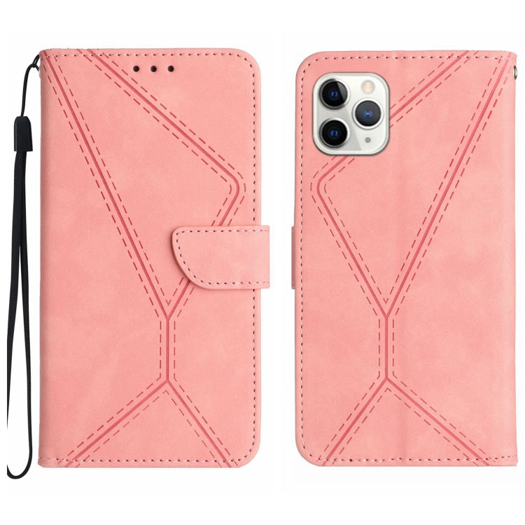 For iPhone 11 Pro Max Stitching Embossed Leather Phone Case(Pink) - iPhone 11 Pro Max Cases by PMC Jewellery | Online Shopping South Africa | PMC Jewellery