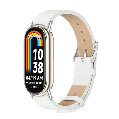 For Xiaomi Mi Band 8 Mijobs Microfiber PU Leather Watch Band(White Silver) -  by MIJOBS | Online Shopping South Africa | PMC Jewellery