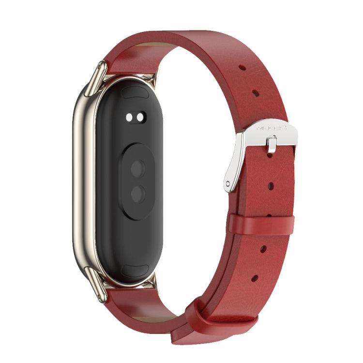 For Xiaomi Mi Band 8 Mijobs Microfiber PU Leather Watch Band(Red Light Gold) -  by MIJOBS | Online Shopping South Africa | PMC Jewellery