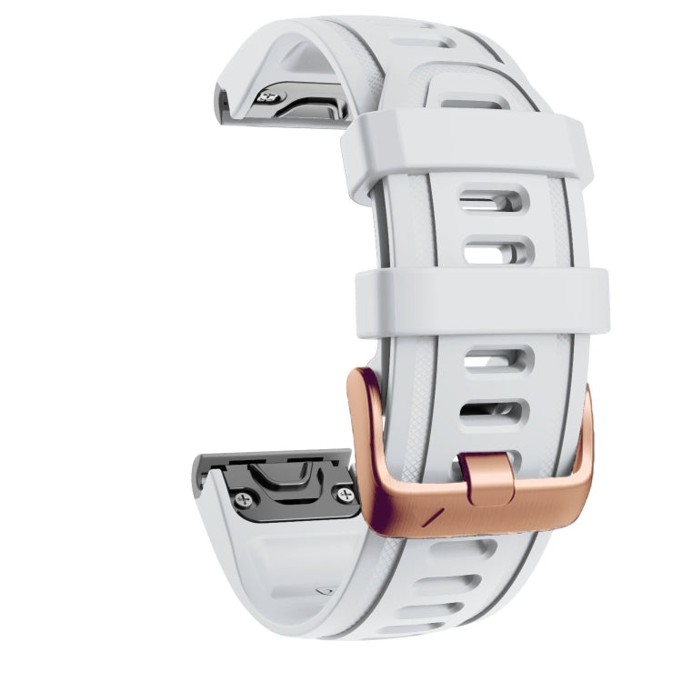 For Garmin Fenix 7S / 6S Pro / 5S Plus 20mm Rose Gold Buckle Silicone Watch Band(White) - Watch Bands by PMC Jewellery | Online Shopping South Africa | PMC Jewellery