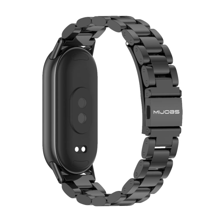 For Xiaomi Mi Band 8 Mijobs Three Bead Stainless Steel Watch Band(Black) -  by MIJOBS | Online Shopping South Africa | PMC Jewellery