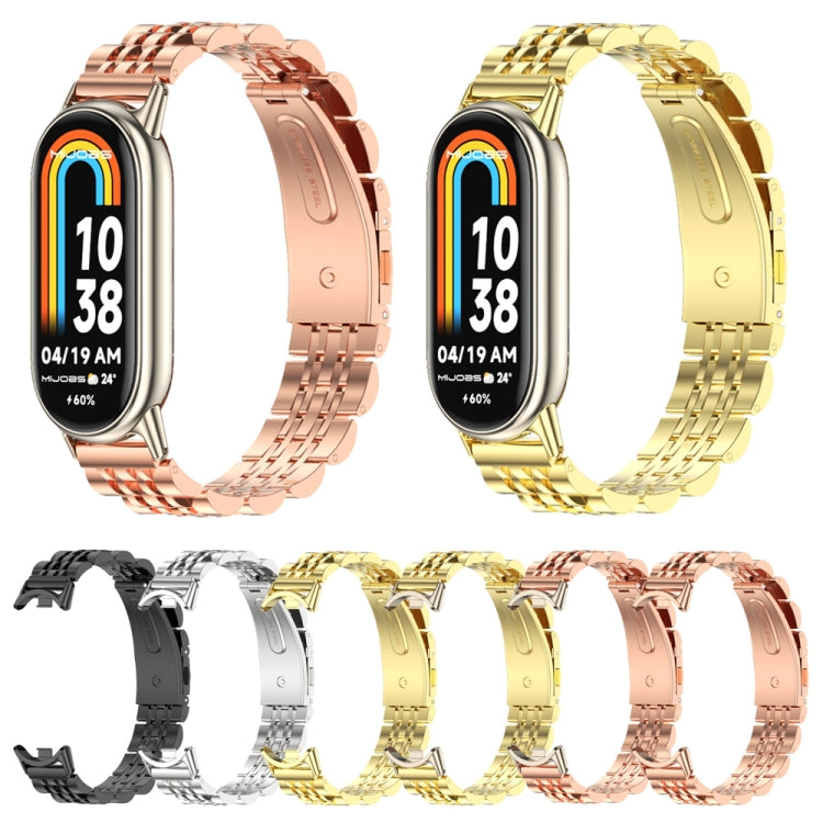For Xiaomi Mi Band 8 Mijobs Seven Bead Stainless Steel Watch Band(Rose Gold+Light Gold) -  by MIJOBS | Online Shopping South Africa | PMC Jewellery