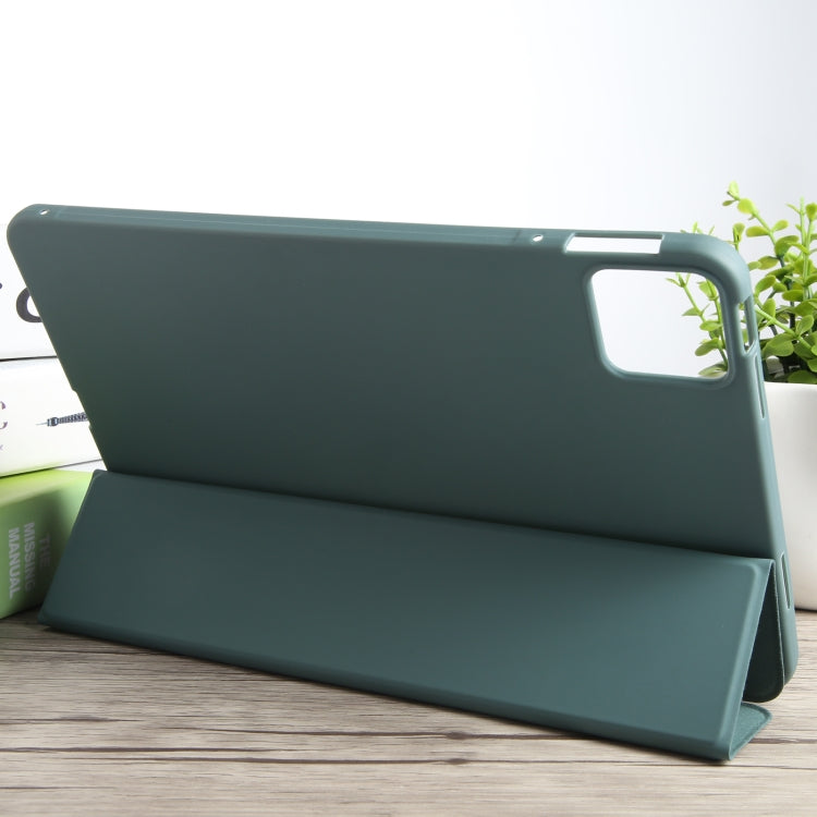 For Xiaomi Pad 6 / Pad 6 Pro Three-fold Holder Flip Tablet Leather Case(Dark Green) -  by PMC Jewellery | Online Shopping South Africa | PMC Jewellery