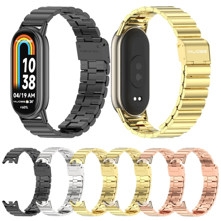 For Xiaomi Mi Band 8 Mijobs Bamboo Buckle Stainless Steel Watch Band(Rose Gold+Light Gold) -  by MIJOBS | Online Shopping South Africa | PMC Jewellery