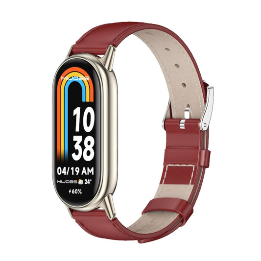 For Xiaomi Mi Band 8 Mijobs Genuine Leather Watch Band(Red Light Gold) -  by MIJOBS | Online Shopping South Africa | PMC Jewellery