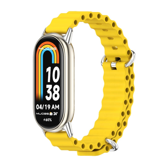 For Xiaomi Mi Band 8 Mijobs Marine Silicone Breathable Watch Band(Yellow Silver) -  by MIJOBS | Online Shopping South Africa | PMC Jewellery