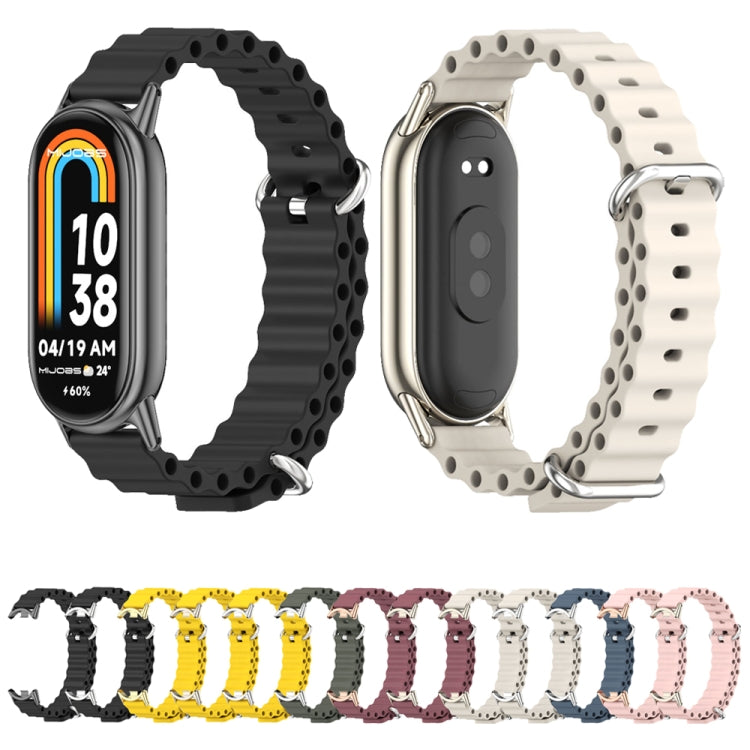 For Xiaomi Mi Band 8 Mijobs Marine Silicone Breathable Watch Band(Grey Light Gold) -  by MIJOBS | Online Shopping South Africa | PMC Jewellery