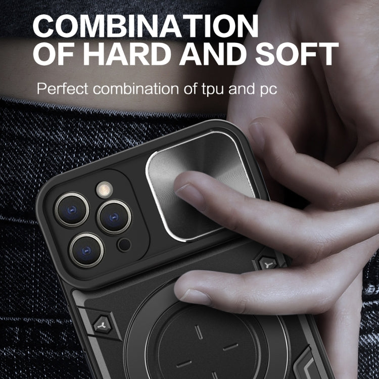 For iPhone 12 Pro CD Texture Sliding Camshield Magnetic Holder Phone Case(Silver) - free shipping - PMC TechLife - Order now!