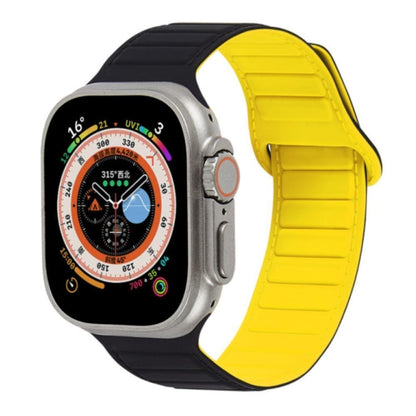 For Apple Watch Ultra 49mm Loop Magnetic Silicone Watch Band(Black Yellow) - Watch Bands by PMC Jewellery | Online Shopping South Africa | PMC Jewellery