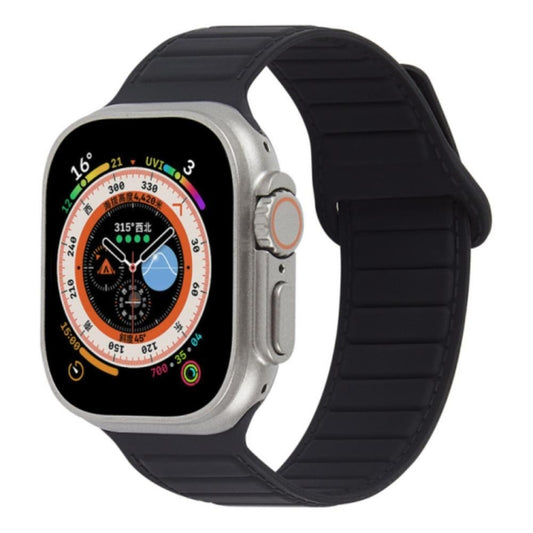 For Apple Watch 8 45mm  Loop Magnetic Silicone Watch Band(Black) - Watch Bands by PMC Jewellery | Online Shopping South Africa | PMC Jewellery