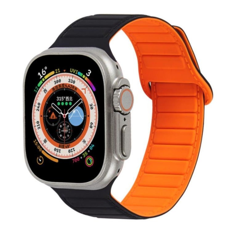 For Apple Watch 5 40mm Loop Magnetic Silicone Watch Band(Black Orange) - Watch Bands by PMC TechLife | Online Shopping South Africa | PMC TechLife
