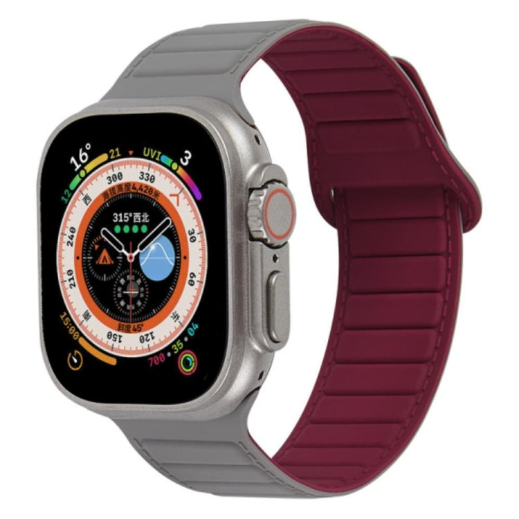 For Apple Watch 5 40mm Loop Magnetic Silicone Watch Band(Grey Wine Red) - Watch Bands by PMC TechLife | Online Shopping South Africa | PMC TechLife