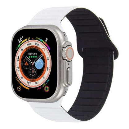 For Apple Watch 3 38mm Loop Magnetic Silicone Watch Band(White Black) - Watch Bands by PMC Jewellery | Online Shopping South Africa | PMC Jewellery