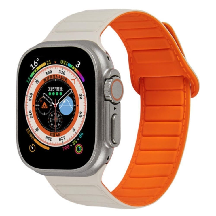 For Apple Watch 3 38mm Loop Magnetic Silicone Watch Band(Starlight Orange) - Watch Bands by PMC Jewellery | Online Shopping South Africa | PMC Jewellery