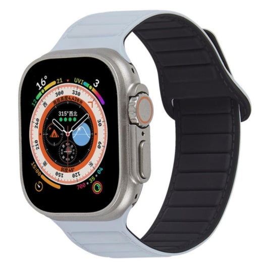 For Apple Watch 3 42mm Loop Magnetic Silicone Watch Band(Grey Black) - Watch Bands by PMC Jewellery | Online Shopping South Africa | PMC Jewellery