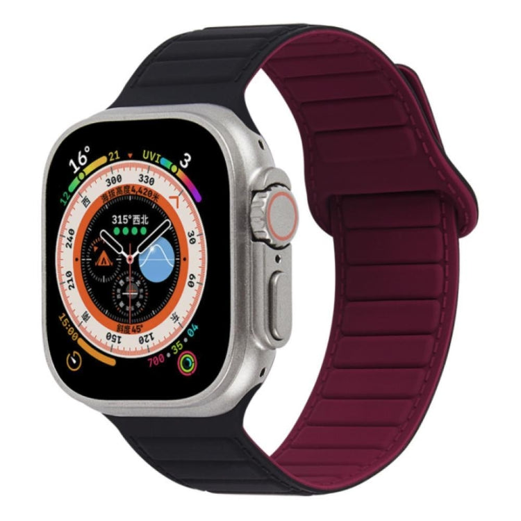 For Apple Watch 2 38mm Loop Magnetic Silicone Watch Band(Black Wine Red) - Watch Bands by PMC Jewellery | Online Shopping South Africa | PMC Jewellery