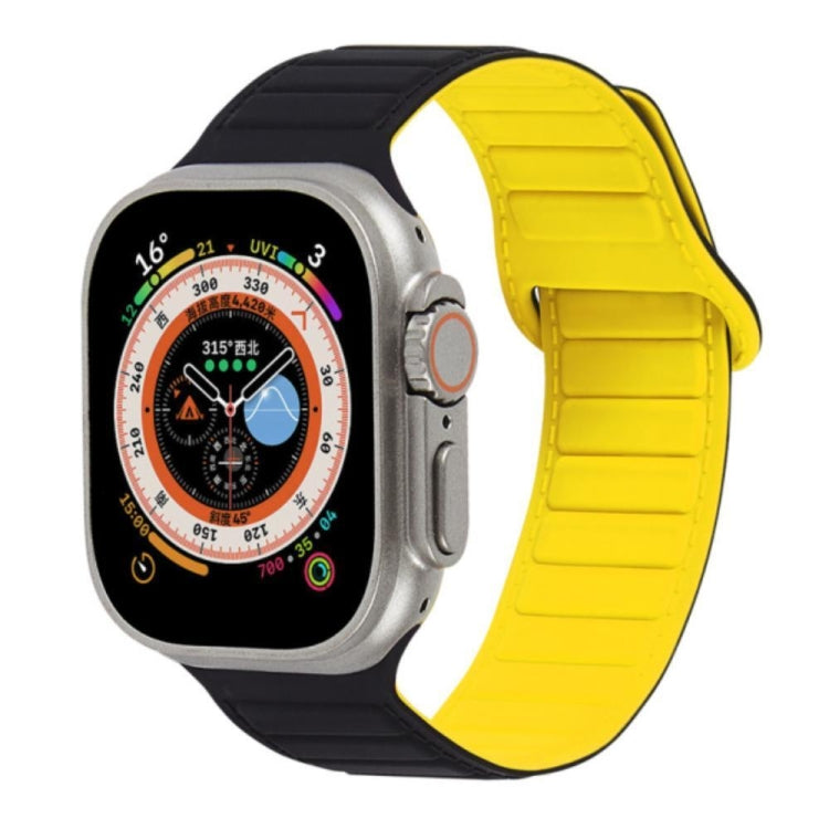 For Apple Watch 42mm Loop Magnetic Silicone Watch Band(Black Yellow) - Watch Bands by PMC TechLife | Online Shopping South Africa | PMC TechLife