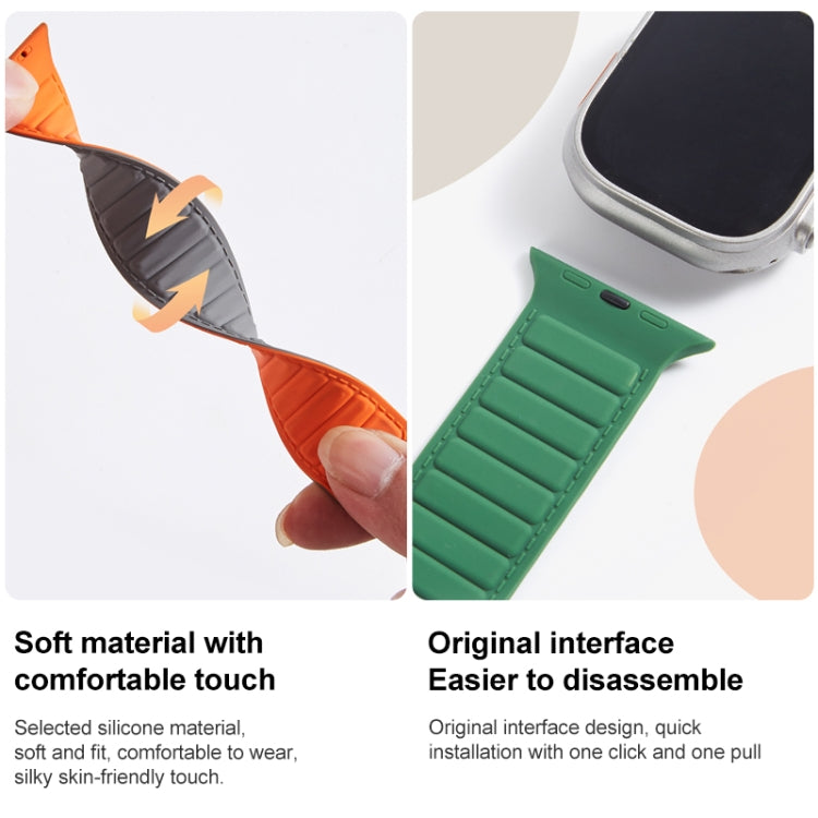 For Apple Watch SE 44mm Loop Magnetic Silicone Watch Band(Starlight Orange) - Watch Bands by PMC Jewellery | Online Shopping South Africa | PMC Jewellery