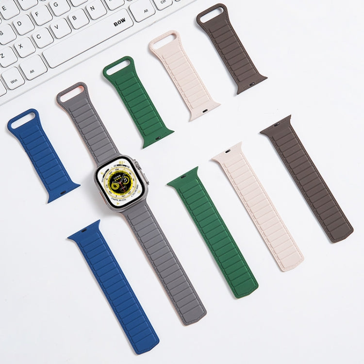 For Apple Watch 38mm Loop Magnetic Silicone Watch Band(Grey Orange) - Watch Bands by PMC Jewellery | Online Shopping South Africa | PMC Jewellery