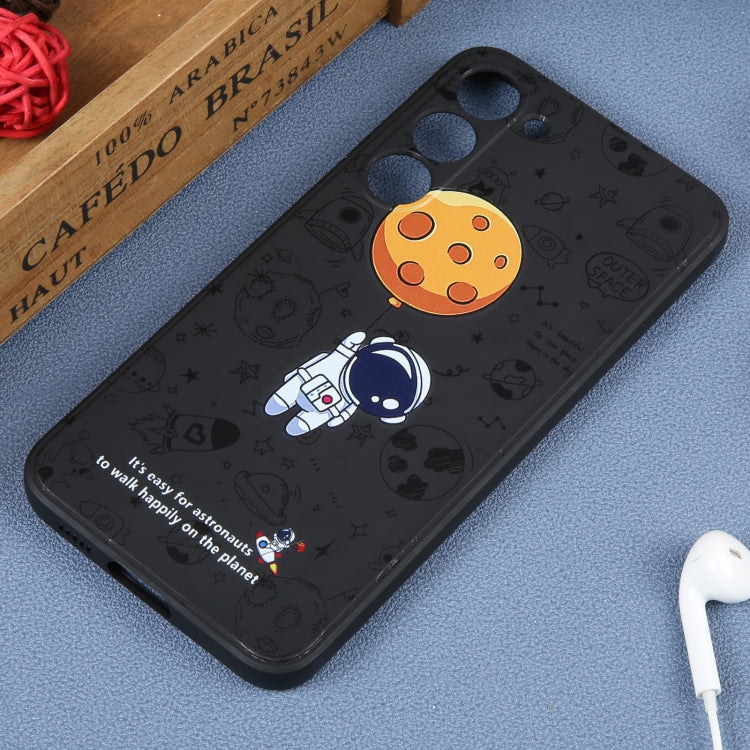 For Samsung Galaxy A51 Astronaut Pattern Silicone Straight Edge Phone Case(Planet Landing-Black) - free shipping - PMC TechLife - Order now!