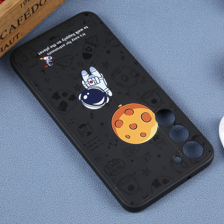 For Samsung Galaxy A50 Astronaut Pattern Silicone Straight Edge Phone Case(Planet Landing-Black) - free shipping - PMC TechLife - Order now!