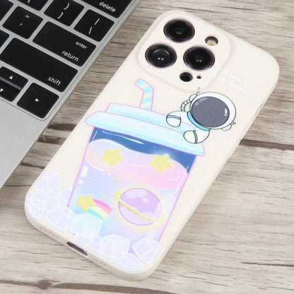 For iPhone 12 Pro Max Milk Tea Astronaut Pattern Liquid Silicone Phone Case(Ivory White) - iPhone 12 Pro Max Cases by PMC Jewellery | Online Shopping South Africa | PMC Jewellery