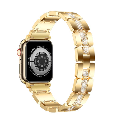 Diamond Metal Watch Band For Apple Watch 3 38mm(Gold) - Watch Bands by PMC Jewellery | Online Shopping South Africa | PMC Jewellery