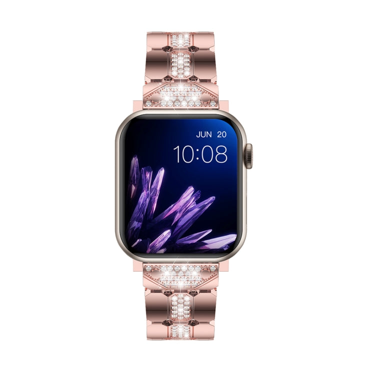 Diamond Metal Watch Band For Apple Watch 42mm(Pink) - Watch Bands by PMC Jewellery | Online Shopping South Africa | PMC Jewellery