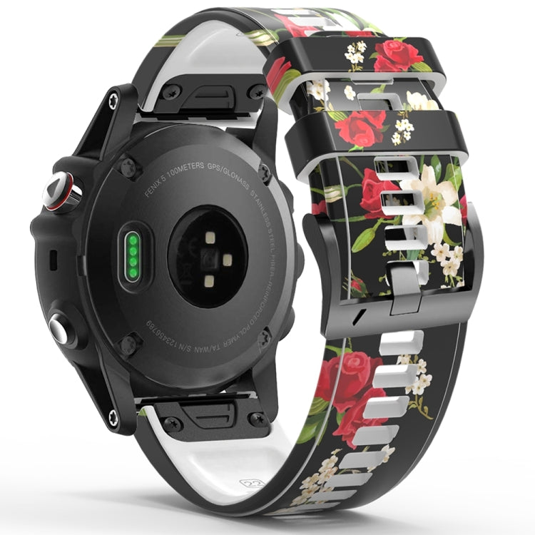 For Garmin Forerunner 965 / 955 / 945 / 935 Printing Quick Release Silicone Watch Band(Rose) - Watch Bands by PMC TechLife | Online Shopping South Africa | PMC TechLife