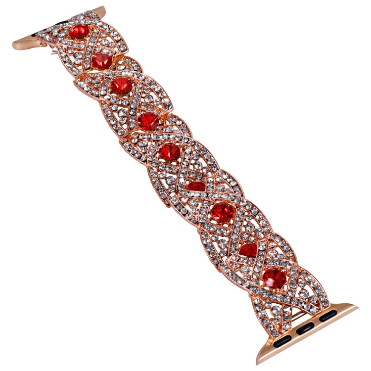 Diamonds Twist Metal Watch Band For Apple Watch 8 45mm(Rose Gold Red) - Watch Bands by PMC Jewellery | Online Shopping South Africa | PMC Jewellery