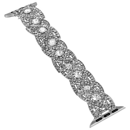 Diamonds Twist Metal Watch Band For Apple Watch 6 40mm(Silver) - Watch Bands by PMC Jewellery | Online Shopping South Africa | PMC Jewellery