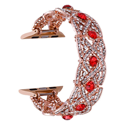 Diamonds Twist Metal Watch Band For Apple Watch 5 44mm(Rose Gold Red) - Watch Bands by PMC Jewellery | Online Shopping South Africa | PMC Jewellery