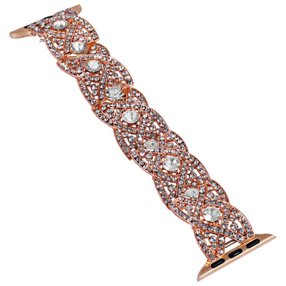 Diamonds Twist Metal Watch Band For Apple Watch 2 38mm(Rose Gold White) - Watch Bands by PMC Jewellery | Online Shopping South Africa | PMC Jewellery