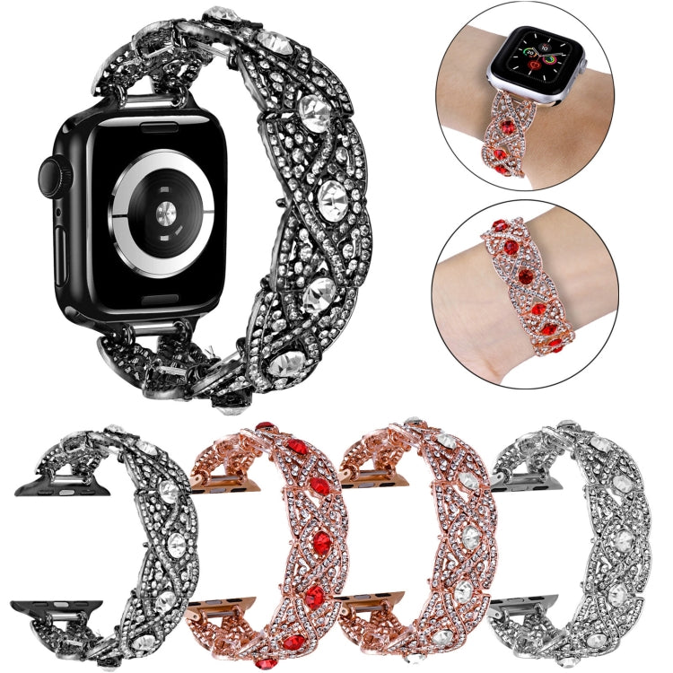 Diamonds Twist Metal Watch Band For Apple Watch 2 42mm(Rose Gold White) - Watch Bands by PMC Jewellery | Online Shopping South Africa | PMC Jewellery