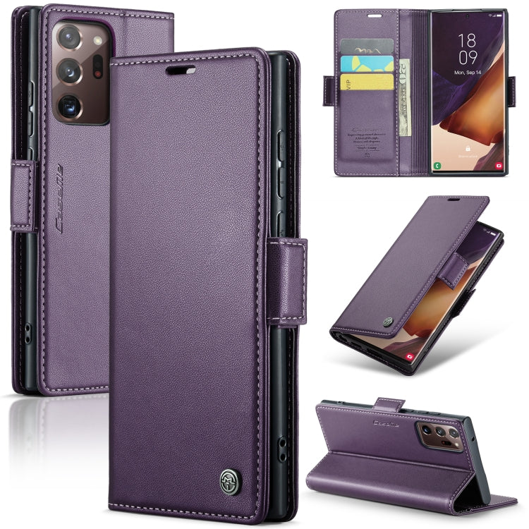 For Samsung Galaxy Note20 Ultra CaseMe 023 Butterfly Buckle Litchi Texture RFID Anti-theft Leather Phone Case(Pearly Purple) - Galaxy Note20 Ultra Cases by CaseMe | Online Shopping South Africa | PMC Jewellery | Buy Now Pay Later Mobicred